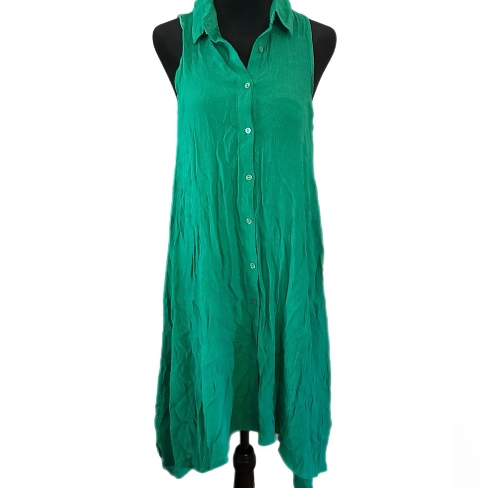 Mlle Gabrielle Green Sleeveless Boho Dress size Medium